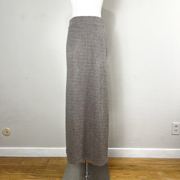 Halara Midi Skirt Ribbed High Waisted Split Hem A-Line Casual Size‎ Medium M NWT - Picture 1 of 9